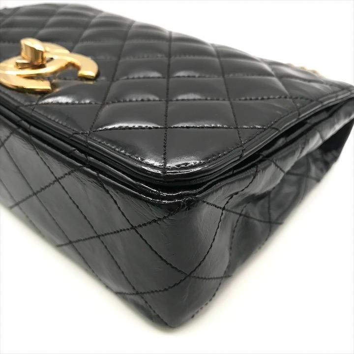良品 CHANEL シャネル ココマーク マトラッセ カーフ エナメル フル