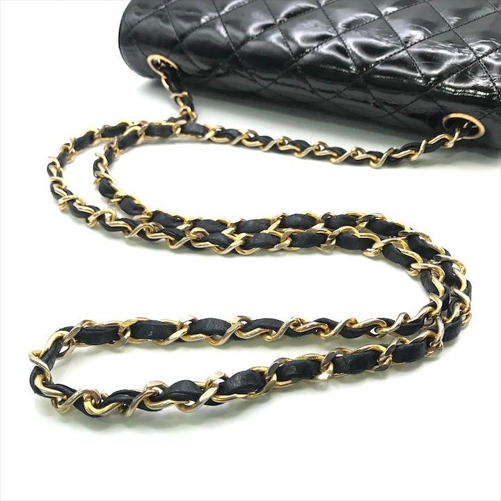 良品 CHANEL シャネル ココマーク マトラッセ カーフ エナメル フル