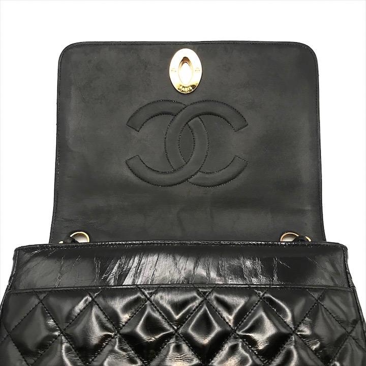 良品 CHANEL シャネル ココマーク マトラッセ カーフ エナメル フル