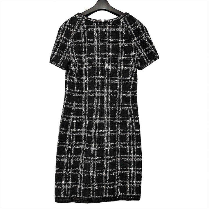 美品 CHANEL シャネル ココマーク ボタン ツイード ワンピース ブラック レディース 38 ブランド ファッション 服 h812_1