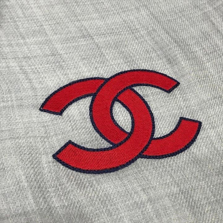 良品 CHANEL シャネル ココマーク カシミア 混 大判 ストール グレー