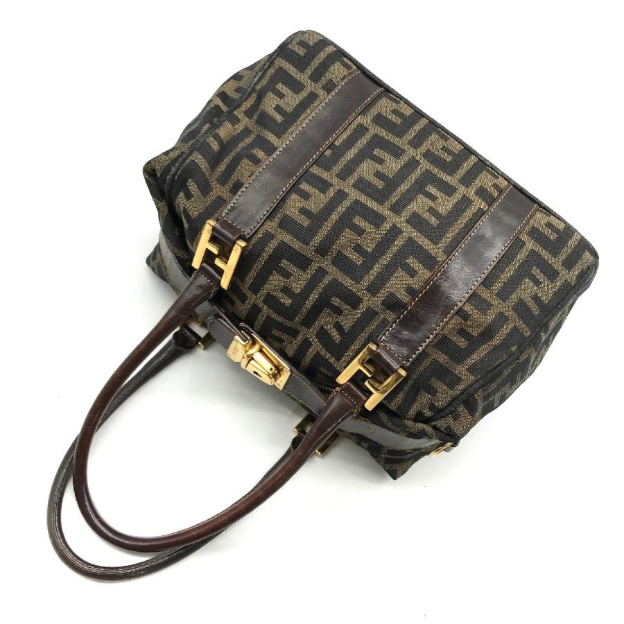 FENDI フェンディ ズッカ 2WAY バニティ ハンド バッグ ブラウン k464 