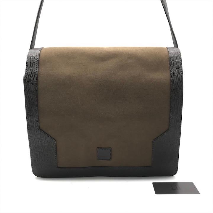 美品 Dunhill ダンヒル ショルダー バッグ 斜め掛け メンズ キャンバス レザー ブラウン ブランド かばん 鞄 k5591 美品 Dunhill ダンヒル ショルダー バッグ 斜め掛け メンズ キャンバス