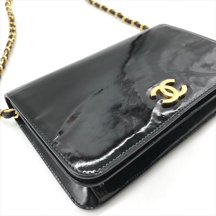 良品 CHANEL シャネル ココマーク パテント チェーン ショルダー