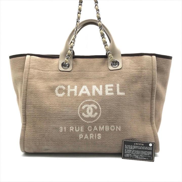 良品 CHANEL シャネル ココマーク ストロー ドーヴィル SV金具