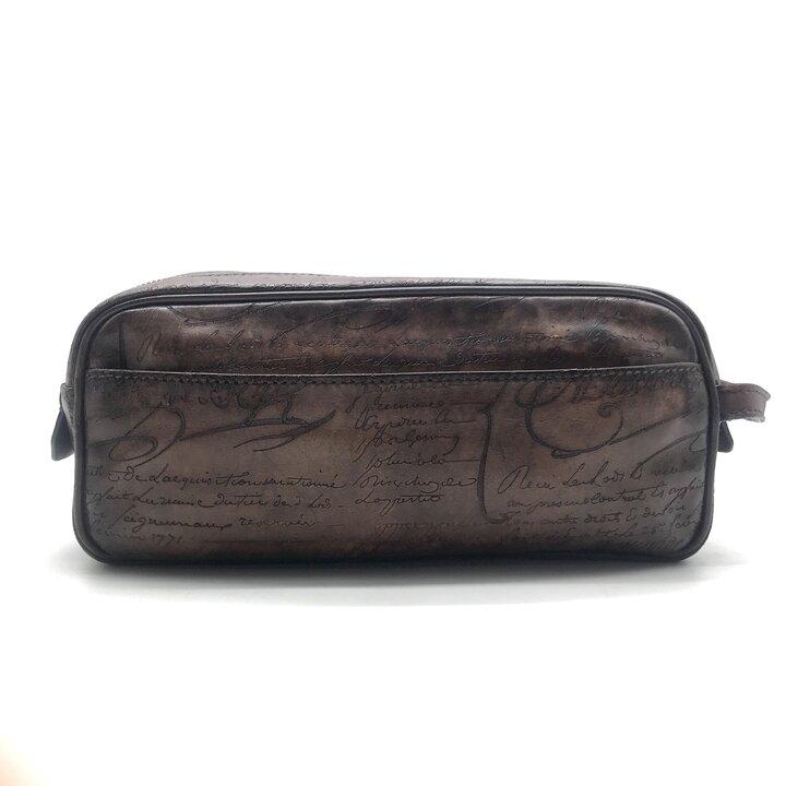 良品 Berluti ベルルッティ カリグラフィ セカンド ハンド バッグ レザー ポーチ ブラウン ブランド カバン BAG k7678 良品 Berluti ベルルッティ カリグラフィ セカンド ハンド バッグ