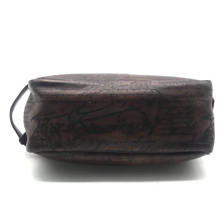 良品 Berluti ベルルッティ カリグラフィ セカンド ハンド バッグ レザー ポーチ ブラウン ブランド カバン BAG k7678 良品 Berluti ベルルッティ カリグラフィ セカンド ハンド バッグ