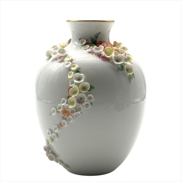 超美品 Meissen マイセン 装飾花瓶 花 スノーボール ドイツ 名窯 陶器