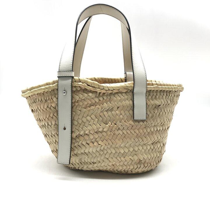美品 LOEWE ロエベ アナグラム ロゴ ストロー カゴ バスケット ハンド