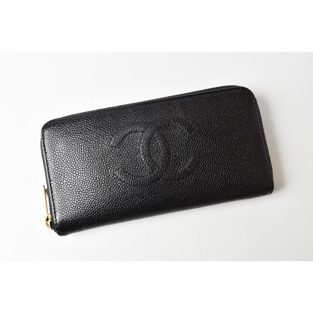 シャネル 財布 CHANEL 長財布/ラウンドファスナー ココマーク キャビア ...