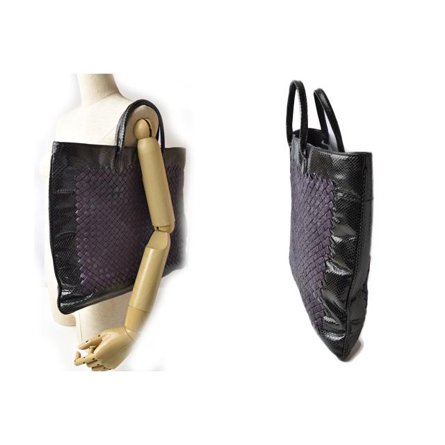 良品 BOTTEGA VENETA レザー サイドイントレチャート トートバッグ