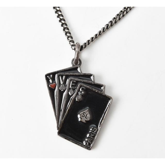 希少 サンローラン ネックレス ペンダント ユニセックス Saint Laurent ヴィンテージシルバー ブラック トランプモチーフ 新着商品 Www Thedailyspud Com