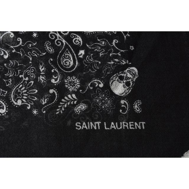 サンローラン スカーフ SAINT LAURENT ショール スクエアスカーフ スカルモチーフ ブラック 551672 :210105-649