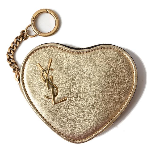 サンローランパリ コインケース/小銭入れ SAINT LAURENT ハートポーチ YSLロゴ ゴールド 546178 09E00W 8000