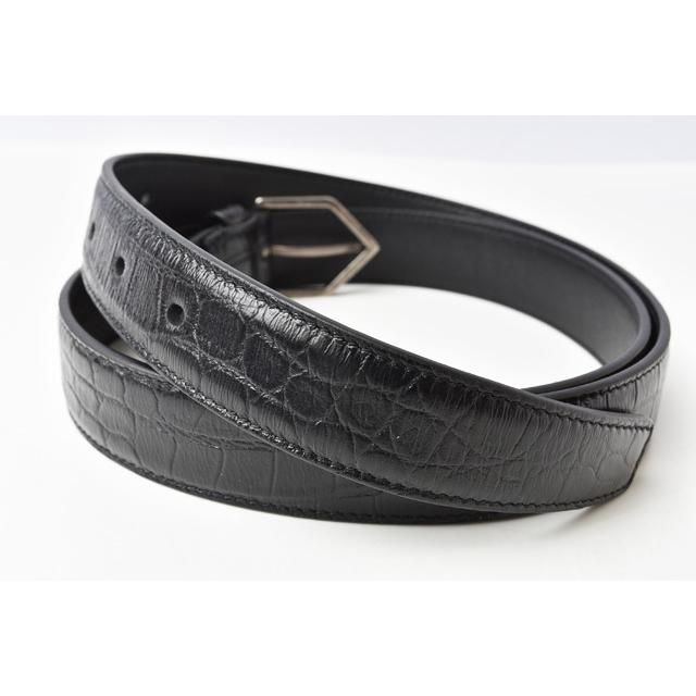 サンローラン ベルト メンズ SAINT LAURENT トライアングルバックル クロコダイルエンボス ブラック 482793 :210706-382-1-ysl:Import shop 通販 SAINT LAURENT PARIS クロコダイル型押しレザーベルト