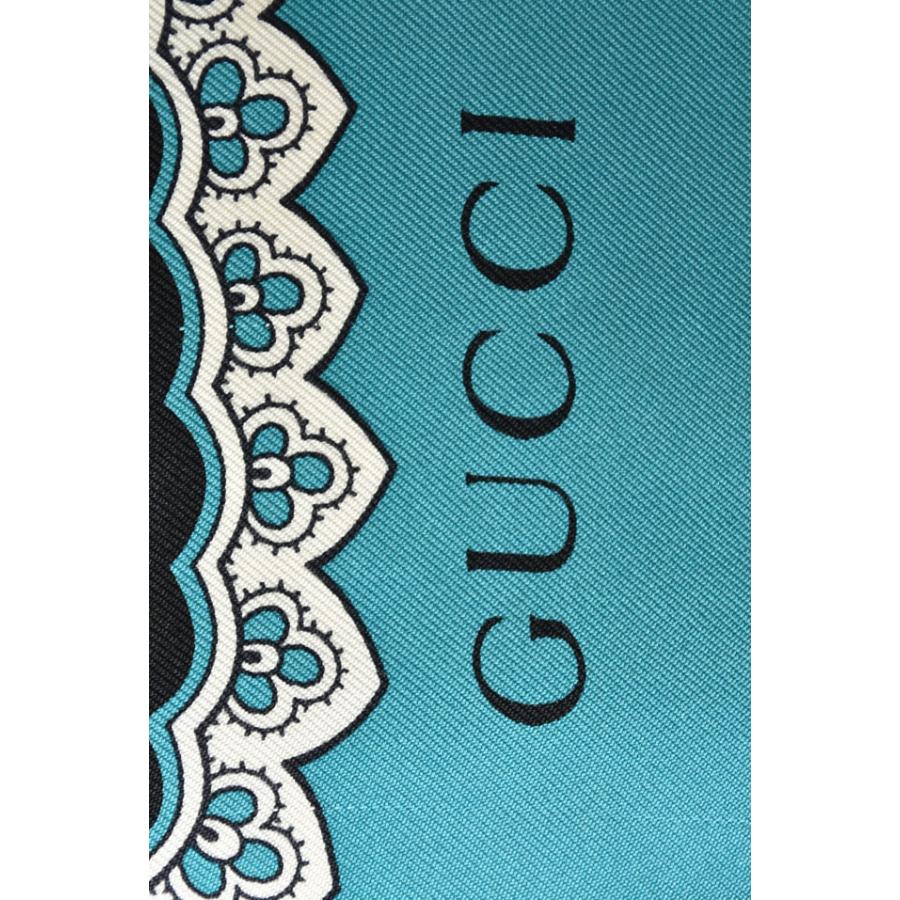 グッチ スカーフ GUCCI 大判スカーフ シルク ペイズリー ターコイズ｜brand-pit｜07