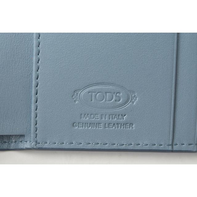 TOD'S（トッズ） ミニ財布/三つ折り 折財布 レザー メタルバー ブルー