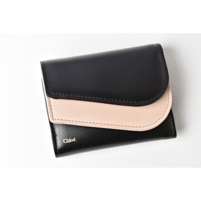 クロエ ミニ財布/ミニウォレット Chloe 財布 KIKI スモールパース/ウォレット ブラック/ベージュ爆買の画像