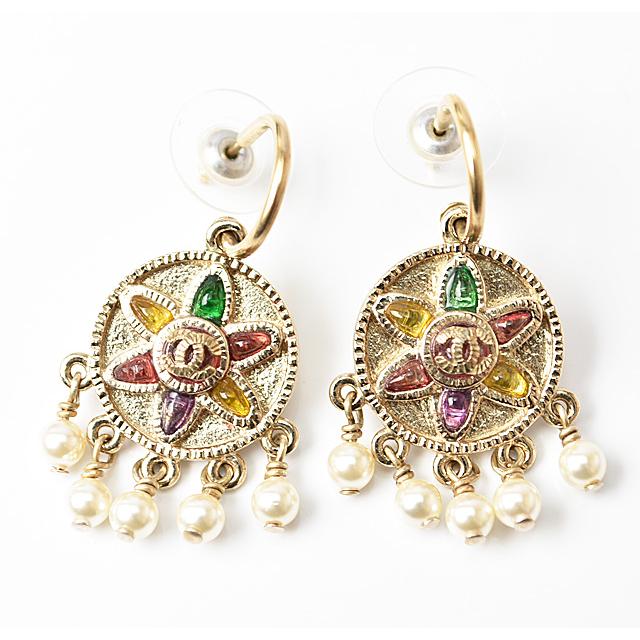 シャネル ピアス CHANEL ピアス CCマーク フェイクパール ゴールド  