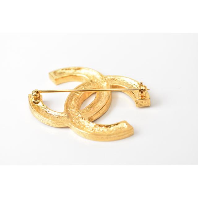 【美品】CHANELシャネル　ピンブローチ ココマーク ラインストーン ゴールド CHANEL（シャネル） ブローチ ピンブローチ ココマーク/ラインストーン