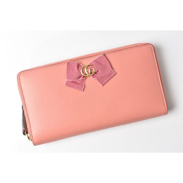 可愛いデザイン✨美品✨GUCCI GGパターンリボン ピンク 長財布 GGキャンバス グッチ 財布 GUCCI 長財布/ラウンドファスナー GG