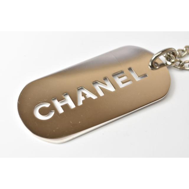 美品☆CHANEL シャネル☆キーホルダー/キーリングシルバー ロゴ キャビアスキン シャネル キーリング/バッグチャーム CHANEL