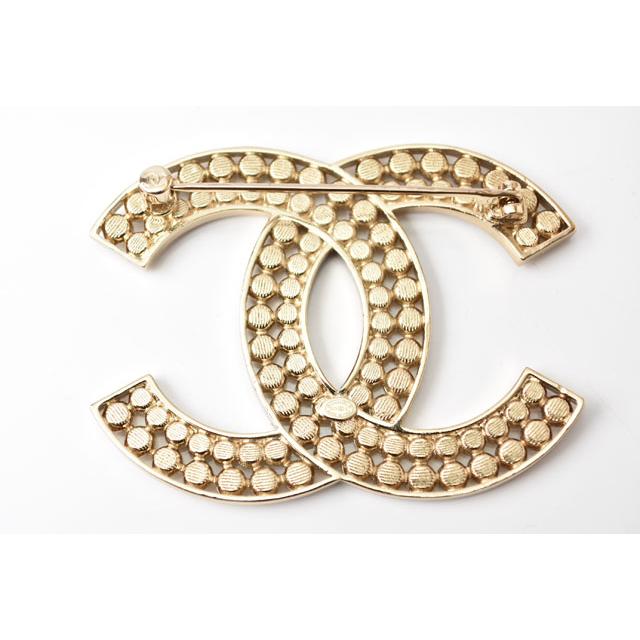 シャネル ブローチ CHANEL ピンブローチ ココマーク/ラインストーン
