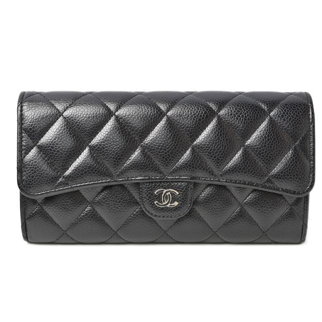 キャビアスキン シャネル 財布 AP0241 CHANEL 長財布 タイムレス