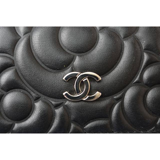 キャビアスキン シャネル 財布 CHANEL 長財布 カメリア ラムスキン