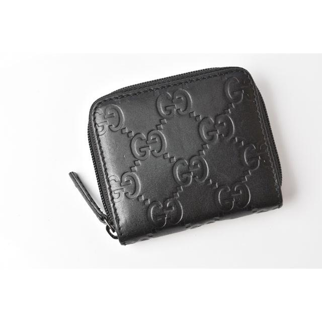 GUCCI ブラック レザー コインケース　グッチシマ グッチシマ グッチ コインケース GUCCI ミニ財布/小銭入れ ブラック