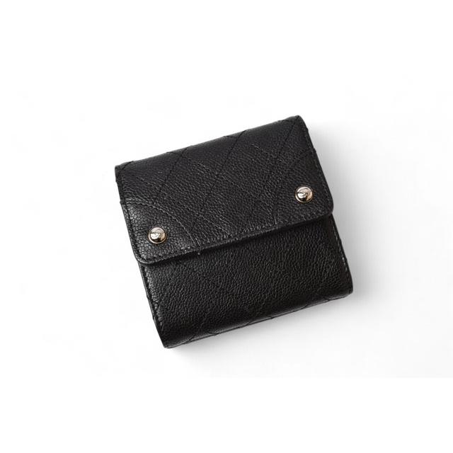 ◆CHANEL◆キャビアスキン◆ダブルホック財布 キャビアスキン シャネル 財布 CHANEL 二つ折/折財布 ダブルホック