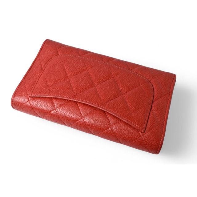 シャネル 財布 三つ折り CHANEL 長財布 A31506 タイムレスクラシック マトラッセ/キャビアスキン ルージュ爆買の画像