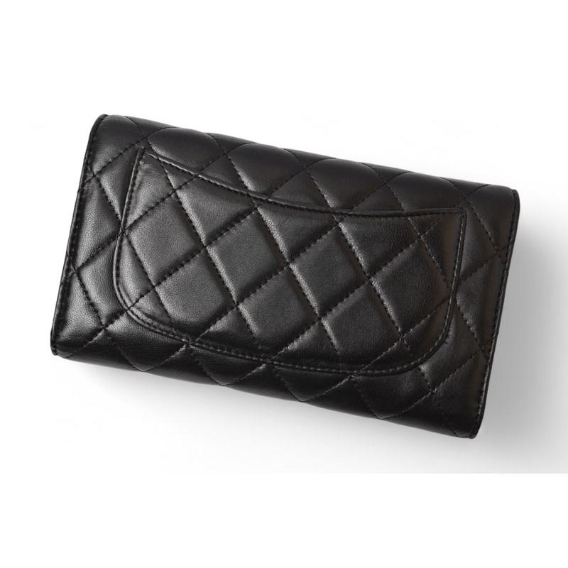 シャネル 財布 三つ折り CHANEL 財布 A31506 タイムレスクラシック マトラッセ/キャビアスキン ブラック爆買の画像