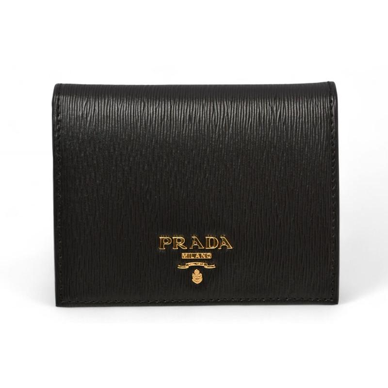 プラダ 財布 二つ折り アウトレット PRADA 折財布 1MV204 VITELLO MOVE/ NERO/ブラック 未使用【中古】 PRADA（プラダ） 財布 二つ折り アウトレット 折財布 1MV204 VITELLO