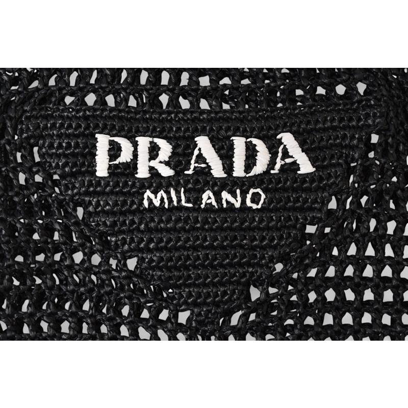 PRADA（プラダ） トートバッグ バッグ ロゴ ラフィア カゴ ブラック