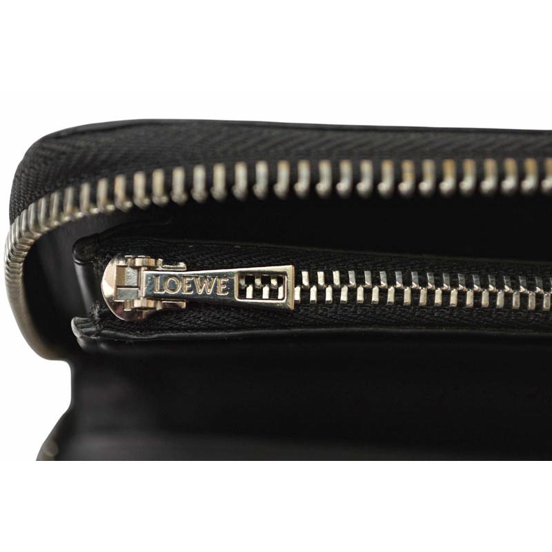 ロエベ 財布 LOEWE 長財布/ZIP AROUND アナグラム グレインカーフ レザー ブラック【中古】 LOEWE（ロエベ） 財布 長財布/ZIP AROUND アナグラム グレー/ブラック