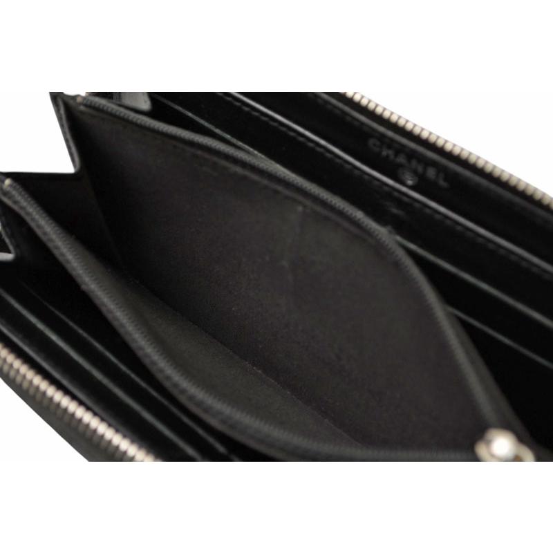 シャネル 財布 CHANEL 長財布/ラウンドファスナー カメリア A50085 ダークネイビー【中古】 CHANEL（シャネル） 財布 長財布/ラウンドファスナー カメリア A50085