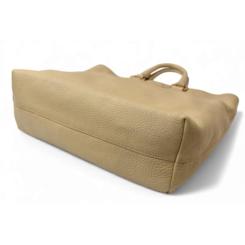 プラダ トートバッグ/ショルダーバッグ 2way PRADA VIT DAINO/鹿革 A4対応 バッグ ベージュ ストラップ付爆買の画像