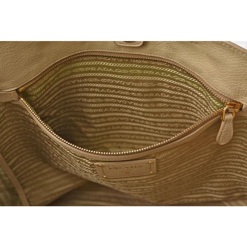 プラダ トートバッグ/ショルダーバッグ 2way PRADA VIT DAINO/鹿革 A4対応 バッグ ベージュ ストラップ付爆買の画像