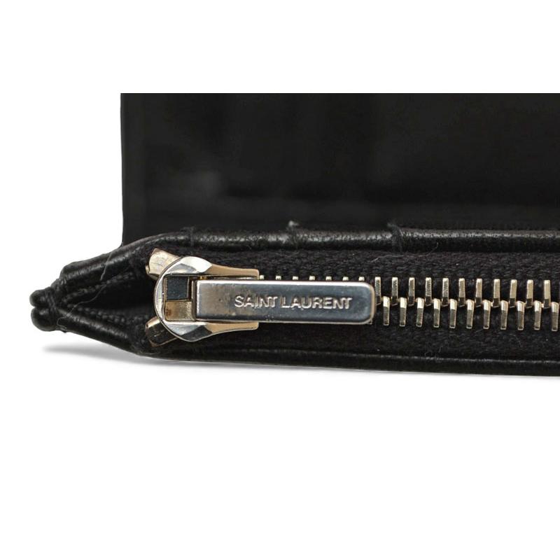 サンローラン 財布/三つ折 YSL SAINT LAURENT スムースレザー ネックストラップ ブラック 820355【中古】 Yves Saint Laurent（イヴ・サンローラン） サンローラン 財布/三つ折