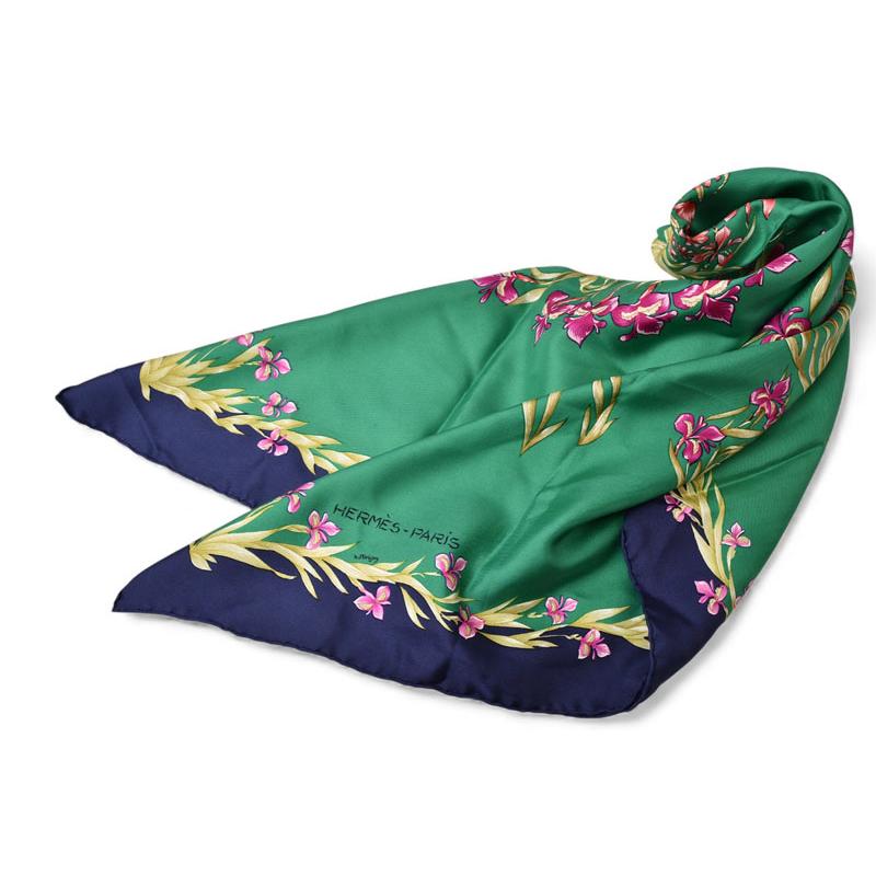 新品未使用　HERMES スカーフ カレ H.d'Origny HERMES（エルメス） スカーフ カレ90 シルクツイル 花咲く馬 H.d