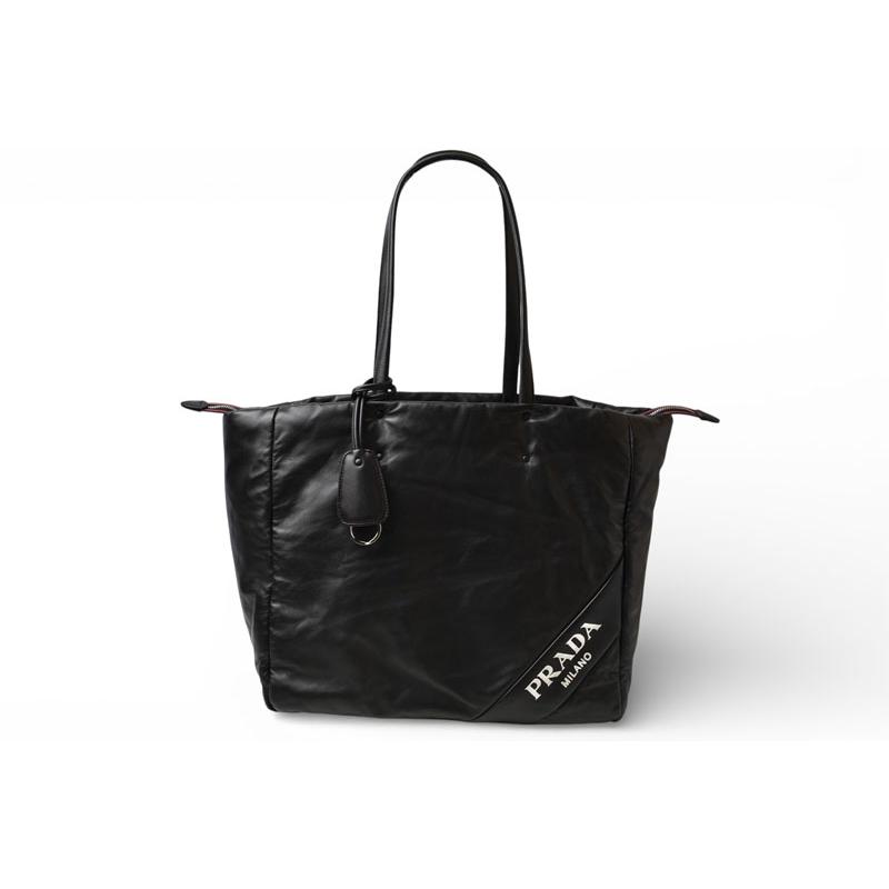 PRADA（プラダ） トートバッグ ロゴ レザー ブラック/ピンク 1BG223