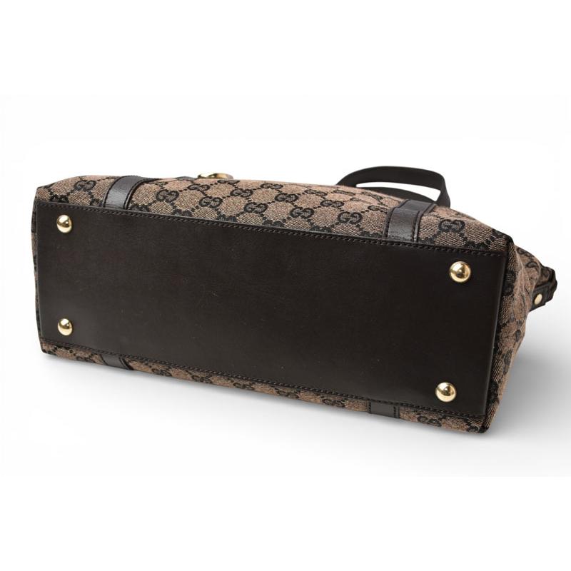 美品 GUCCI ダークブラウン GG柄 キャンバスレザー A4可 トートバッグ GUCCI グッチ トートバッグ A4収納可能 GGキャンバス レザー ブラウン