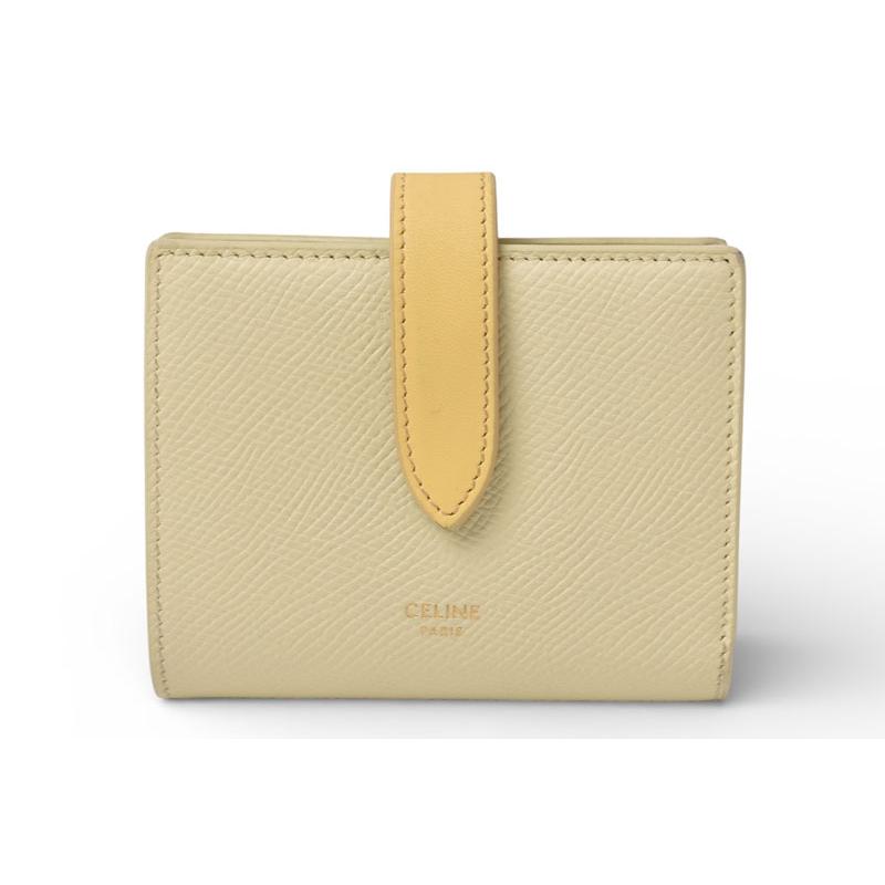CELINE セリーヌ☆二つ折りストラップ 財布 CELINE セリーヌ ミディアムストラップウォレット 二つ折り財布 現行