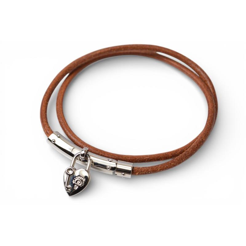 HERMES BRACELET BROWNハート型金具のレザーブレスレット HERMES（エルメス） バングル/ブレスレット ヴィヴィリデ ファンタジー