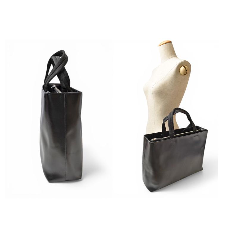 ✨良品✨　PRADA ビジネス　ハンドバッグ　レザー　革　　黒　レザー PRADA（プラダ） ハンドバッグ/ビジネスバッグ レザー A4対応 ブラック