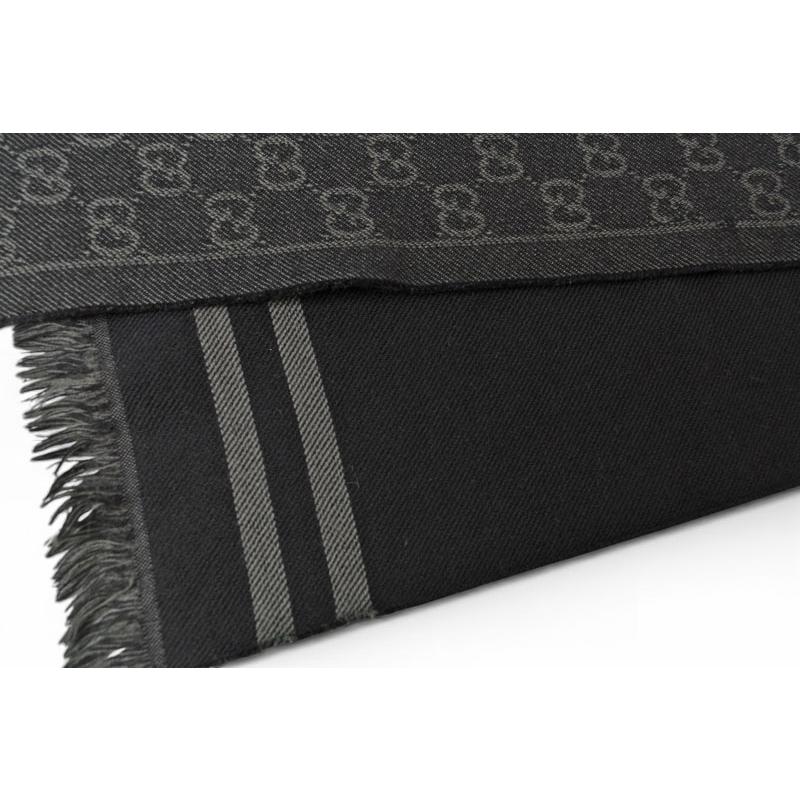 GUCCI ブラック マフラー ウール100% GUCCI（グッチ） マフラー メンズ ウインタースカーフ ウール100% GG柄