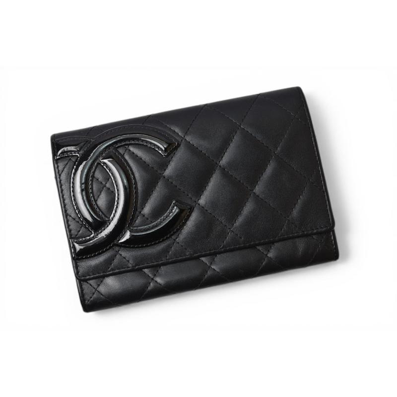 シャネル 財布/二つ折 CHANEL 折財布 カンボン A26722 ブラック/ブラック【中古】 CHANEL（シャネル） 財布/二つ折 折財布 カンボン A26722 ブラック