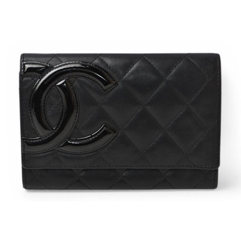シャネル 財布/二つ折 CHANEL 折財布 カンボン A26722 ブラック/ブラックの画像