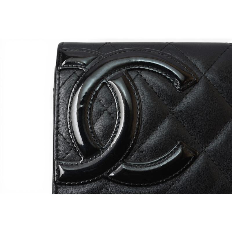 シャネル 財布/二つ折 CHANEL 折財布 カンボン A26722 ブラック/ブラック【中古】 CHANEL（シャネル） 財布/二つ折 折財布 カンボン A26722 ブラック